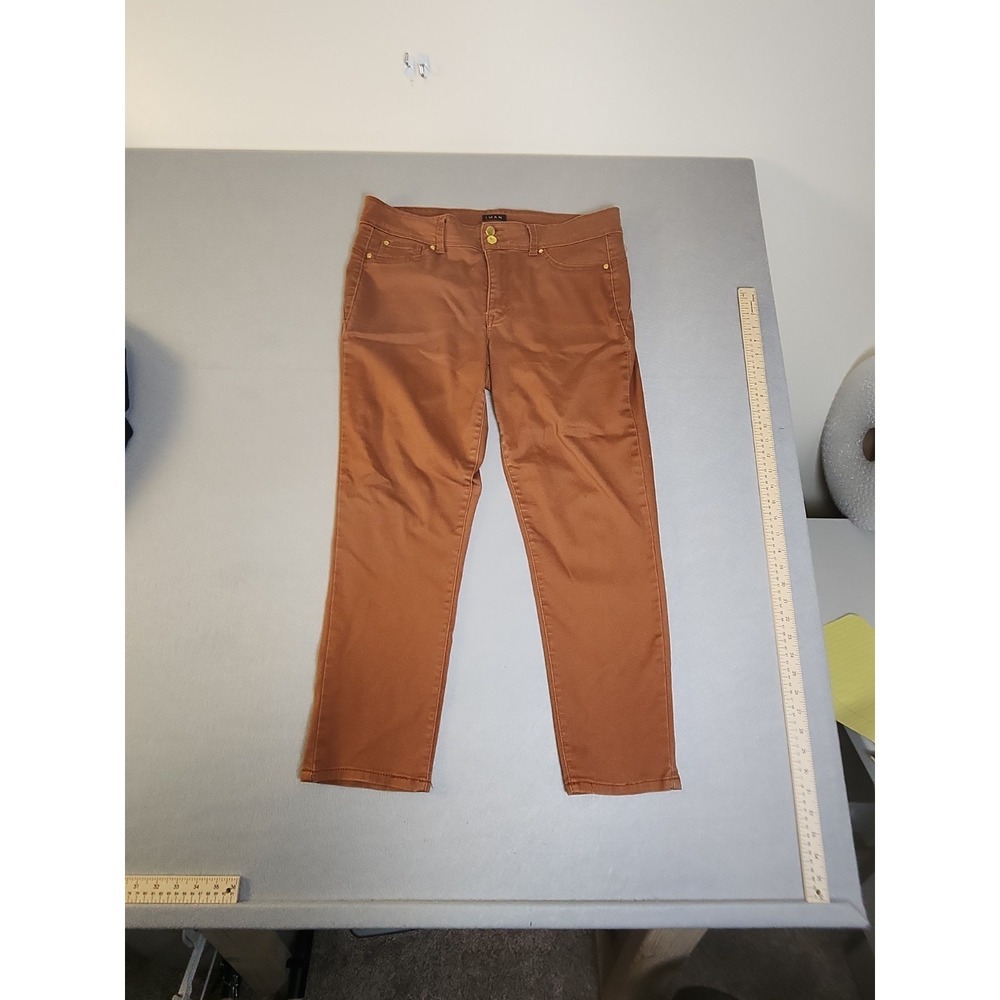 IMAN womens zip up belt loop bronze cotton 2% elastane skinny jeans size 16w